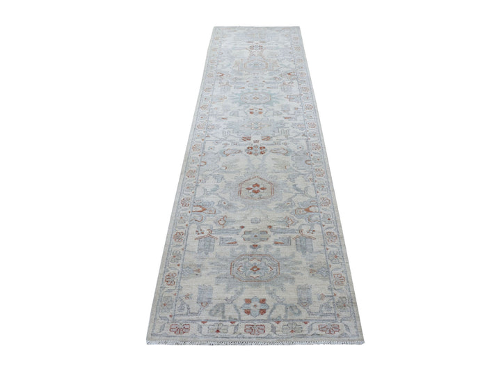 2'7" x 9'7" New Hand Knotted Ivory Wool Runner Oriental Rug - MOA10255026