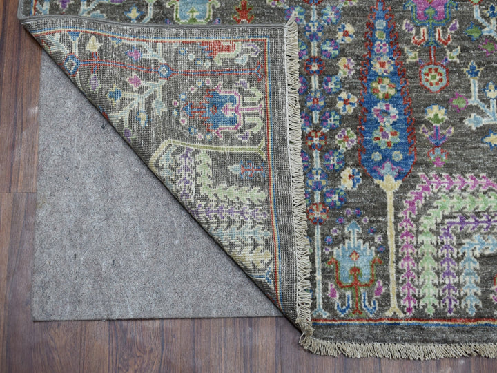6'0" x 8'10" New Hand Knotted Grey Wool Rectangle Oriental Rug - MOA10255105
