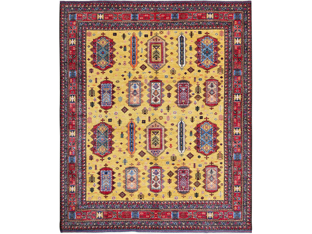 8'3" x 9'8" New Hand Knotted Yellow Wool Rectangle Oriental Rug - MOA102551