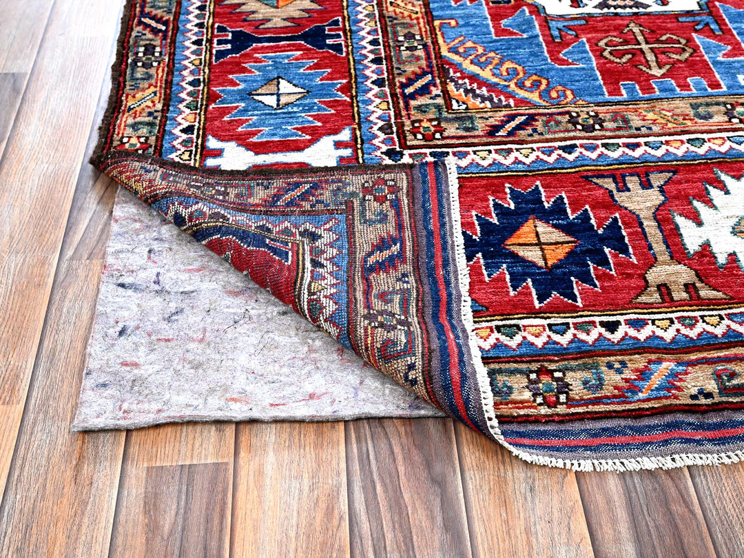 8'1" x 9'10" New Hand Knotted Blue Wool Rectangle Oriental Rug - MOA102552