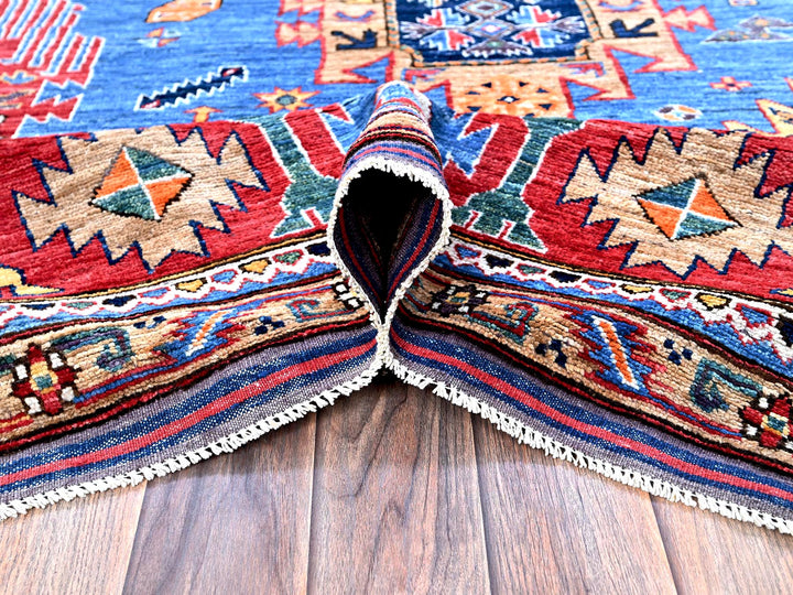 8'1" x 9'10" New Hand Knotted Blue Wool Rectangle Oriental Rug - MOA102552