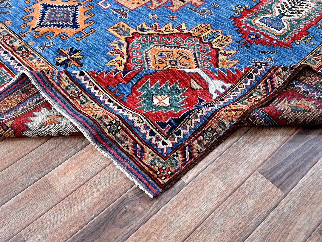 8'1" x 9'10" New Hand Knotted Blue Wool Rectangle Oriental Rug - MOA102552