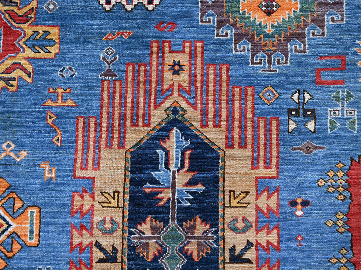 8'1" x 9'10" New Hand Knotted Blue Wool Rectangle Oriental Rug - MOA102552