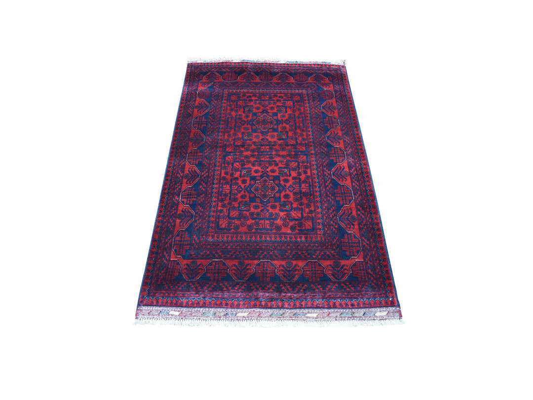 3'3" x 5'0" New Hand Knotted Red Wool Rectangle Oriental Rug - MOA10255365
