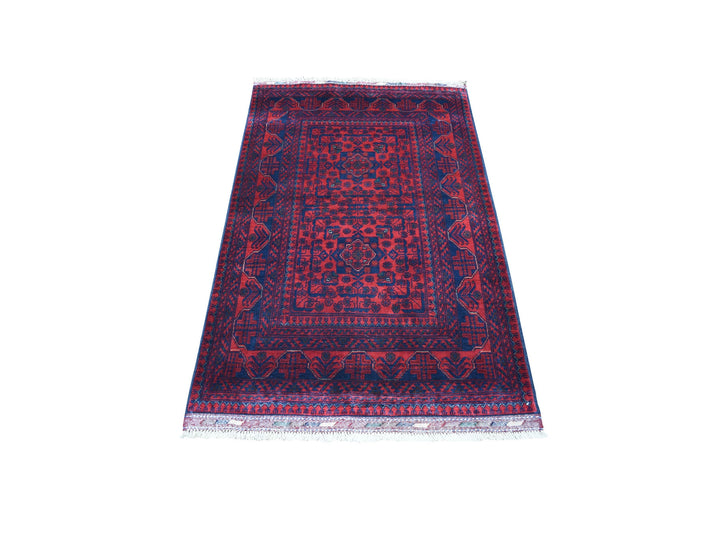 3'3" x 5'0" New Hand Knotted Red Wool Rectangle Oriental Rug - MOA10255365