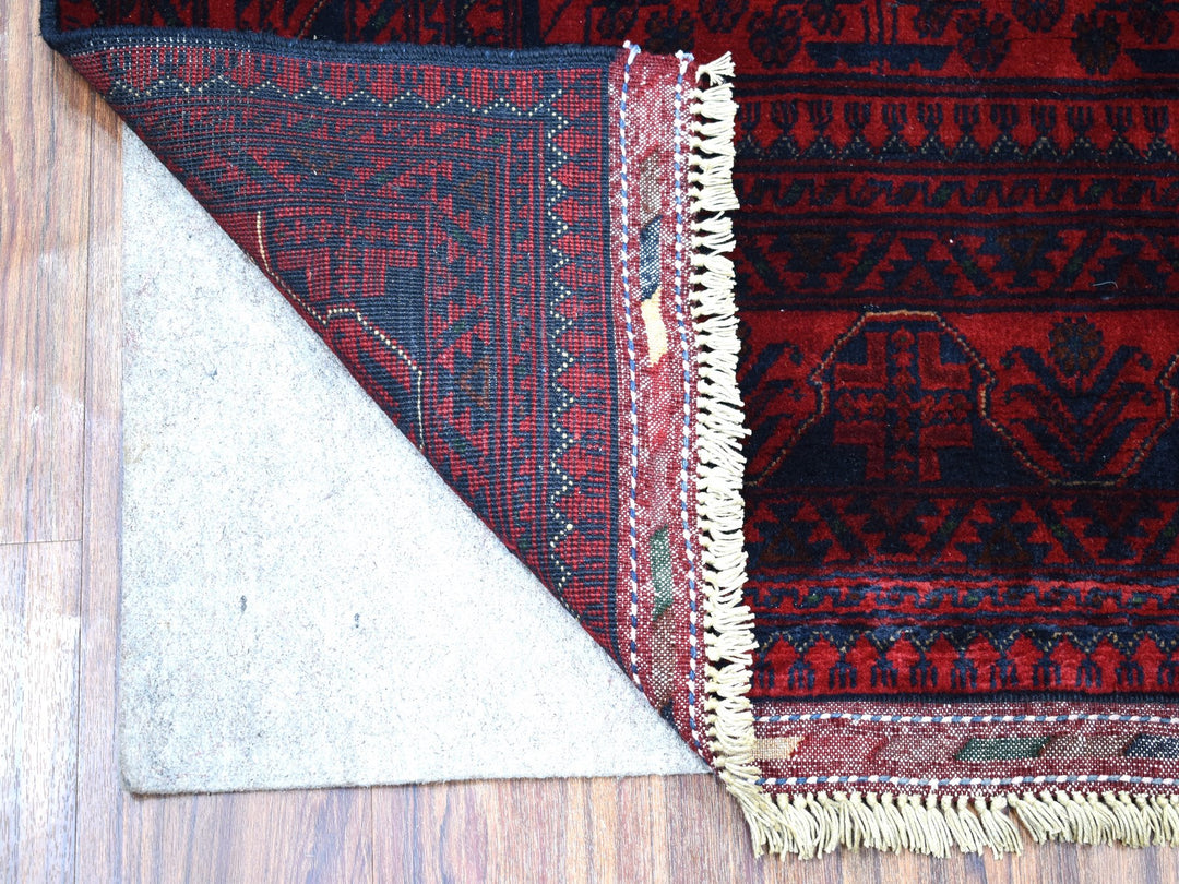 3'3" x 5'0" New Hand Knotted Red Wool Rectangle Oriental Rug - MOA10255365
