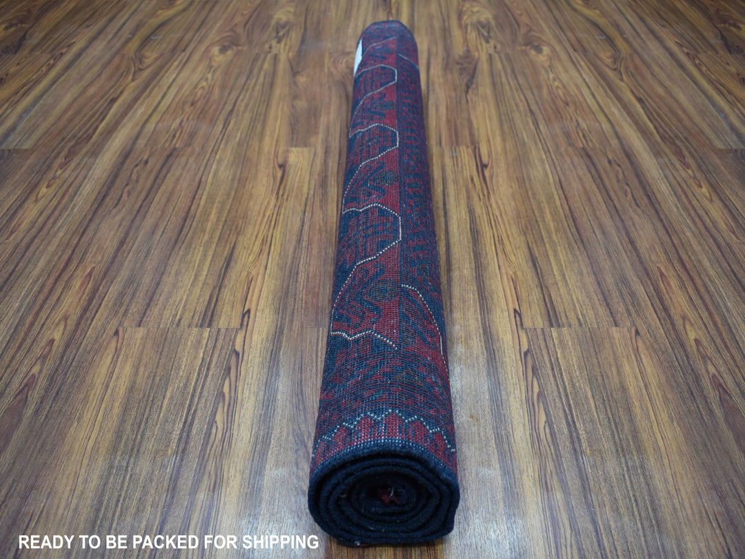 3'3" x 5'0" New Hand Knotted Red Wool Rectangle Oriental Rug - MOA10255365