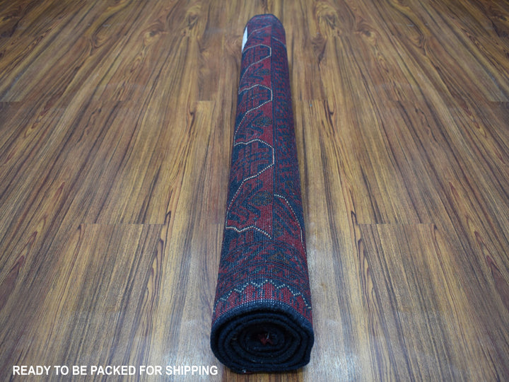 3'3" x 5'0" New Hand Knotted Red Wool Rectangle Oriental Rug - MOA10255365