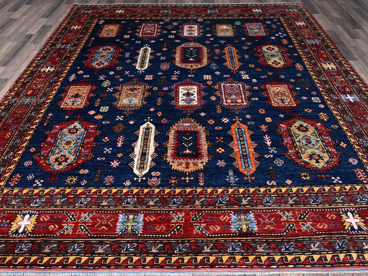 8'5" x 9'8" New Hand Knotted Blue Wool Rectangle Oriental Rug - MOA102553