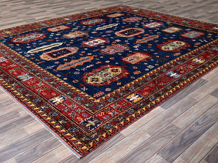8'5" x 9'8" New Hand Knotted Blue Wool Rectangle Oriental Rug - MOA102553