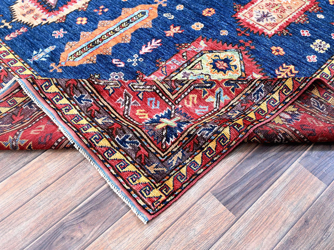 8'5" x 9'8" New Hand Knotted Blue Wool Rectangle Oriental Rug - MOA102553