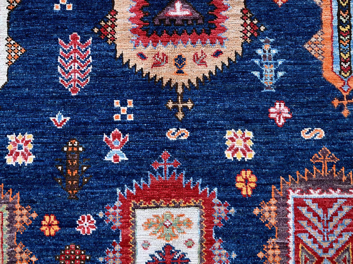 8'5" x 9'8" New Hand Knotted Blue Wool Rectangle Oriental Rug - MOA102553