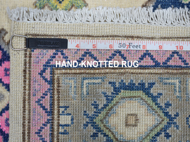 3'2" x 4'10" New Hand Knotted Ivory Wool Rectangle Oriental Rug - MOA10255402