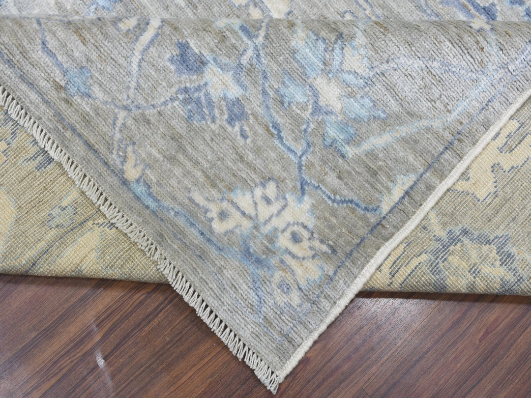 8'4" x 9'9" New Hand Knotted Grey Wool Rectangle Oriental Rug - MOA10255520