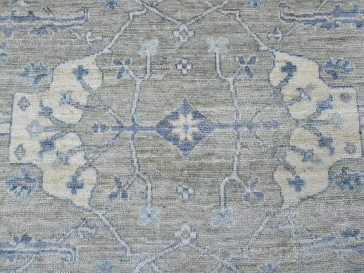 8'4" x 9'9" New Hand Knotted Grey Wool Rectangle Oriental Rug - MOA10255520