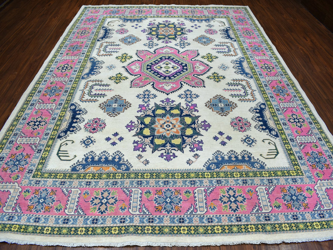 8'10" x 11'6" New Hand Knotted Pink Wool Rectangle Oriental Rug - MOA10255538