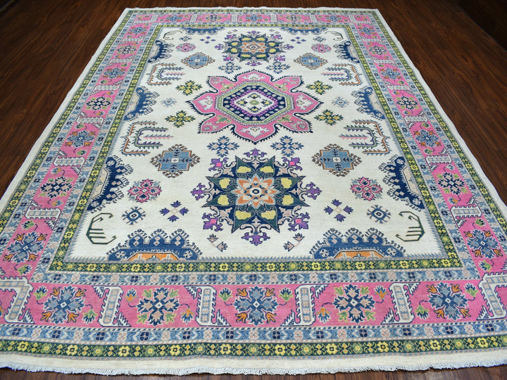 8'10" x 11'6" New Hand Knotted Pink Wool Rectangle Oriental Rug - MOA10255538