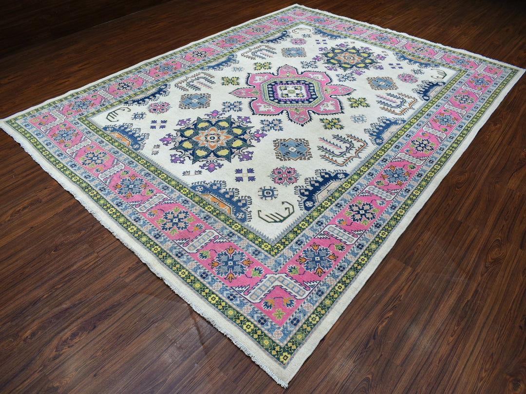 8'10" x 11'6" New Hand Knotted Pink Wool Rectangle Oriental Rug - MOA10255538