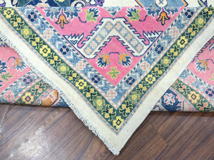 8'10" x 11'6" New Hand Knotted Pink Wool Rectangle Oriental Rug - MOA10255538