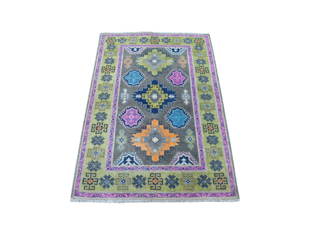 3'2" x 4'9" New Hand Knotted Grey Wool Rectangle Oriental Rug - MOA10255545