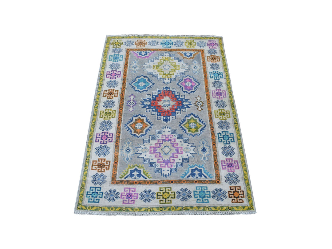 3'1" x 4'10" New Hand Knotted Grey Wool Rectangle Oriental Rug - MOA10255550