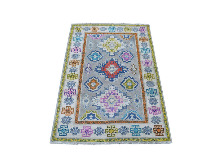 3'1" x 4'10" New Hand Knotted Grey Wool Rectangle Oriental Rug - MOA10255550