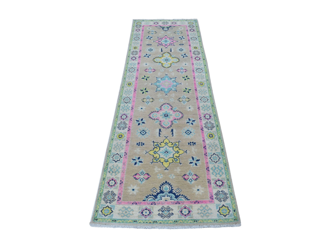 2'6" x 8'0" New Hand Knotted Grey Wool Runner Oriental Rug - MOA10255580