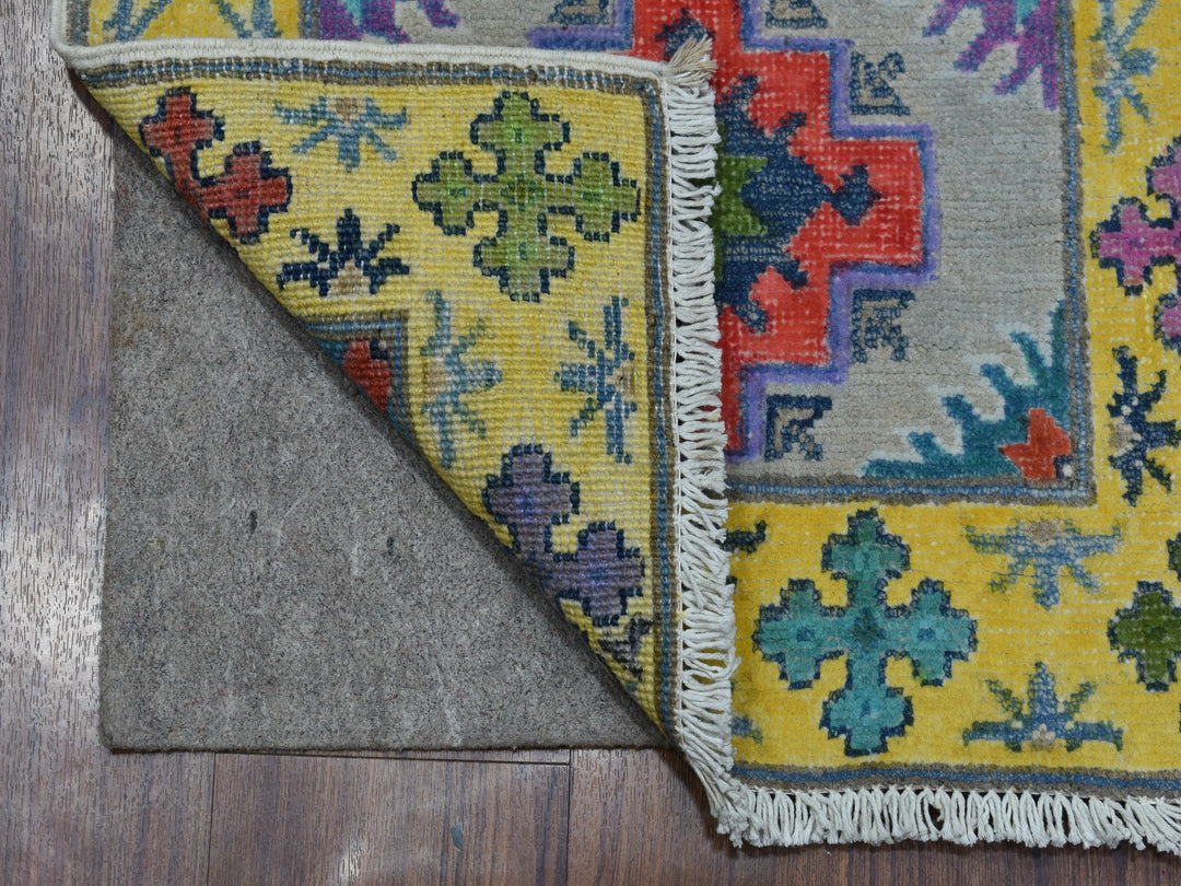 1'10" x 2'9" New Hand Knotted Grey Wool Rectangle Oriental Rug - MOA10255596
