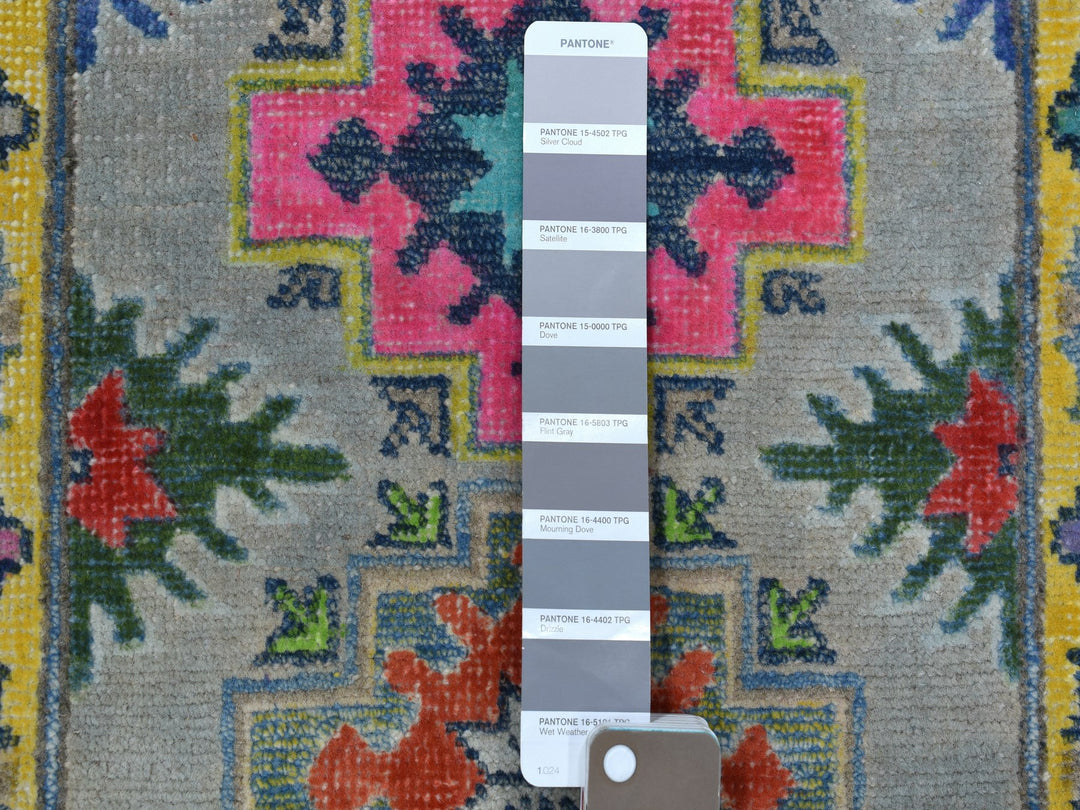 1'10" x 2'9" New Hand Knotted Grey Wool Rectangle Oriental Rug - MOA10255596
