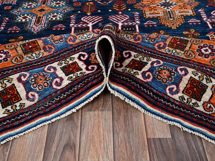 8'4" x 9'6" New Hand Knotted Blue Wool Rectangle Oriental Rug - MOA102555