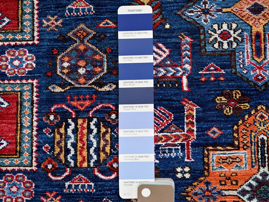 8'4" x 9'6" New Hand Knotted Blue Wool Rectangle Oriental Rug - MOA102555