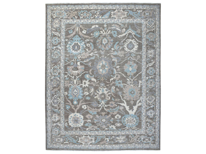 11'9" x 14'5" New Hand Knotted Brown Wool Rectangle Oriental Rug - MOA10255606