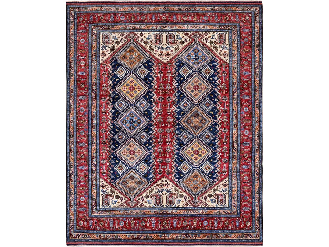 8'3" x 9'11" New Hand Knotted Red Wool Rectangle Oriental Rug - MOA102556