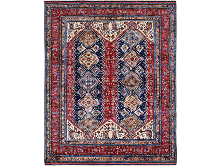 8'3" x 9'11" New Hand Knotted Red Wool Rectangle Oriental Rug - MOA102556