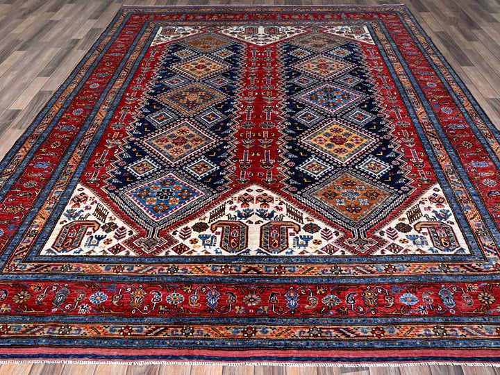 8'3" x 9'11" New Hand Knotted Red Wool Rectangle Oriental Rug - MOA102556