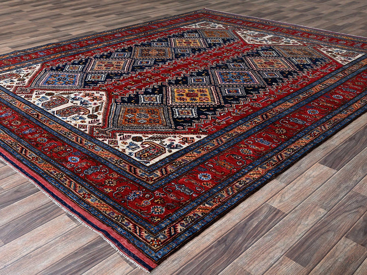 8'3" x 9'11" New Hand Knotted Red Wool Rectangle Oriental Rug - MOA102556