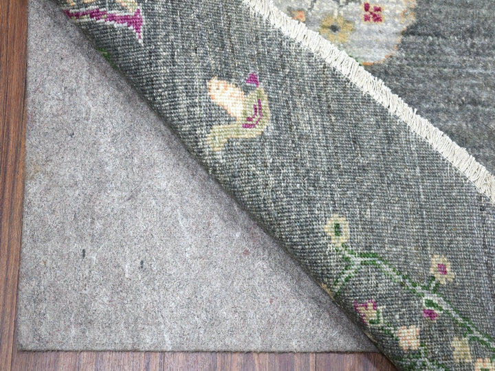 8'2" x 8'2" New Hand Knotted Grey Wool Round Oriental Rug - MOA10255704