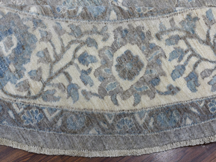 12'0" x 12'0" New Hand Knotted Grey Wool Round Oriental Rug - MOA10255710