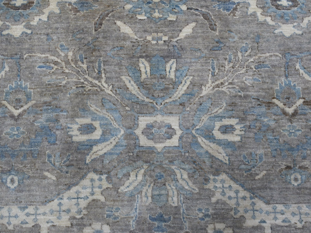 12'0" x 12'0" New Hand Knotted Grey Wool Round Oriental Rug - MOA10255710