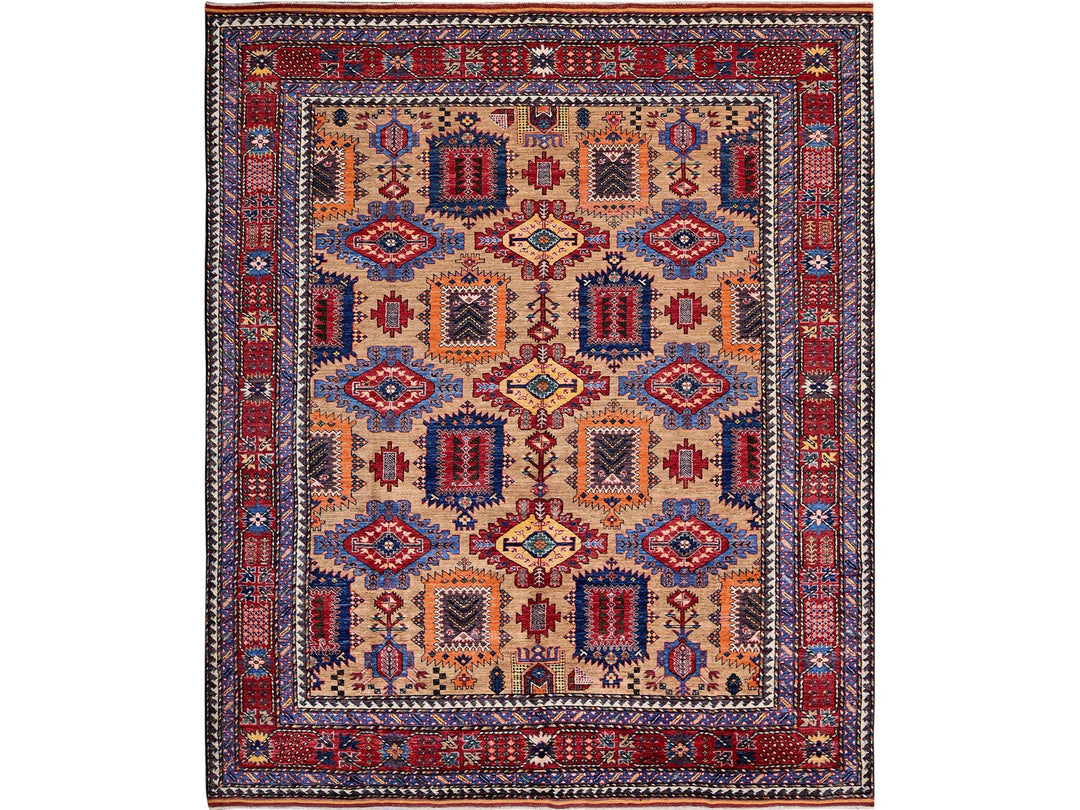 8'3" x 9'9" New Hand Knotted Beige Wool Rectangle Oriental Rug - MOA102557