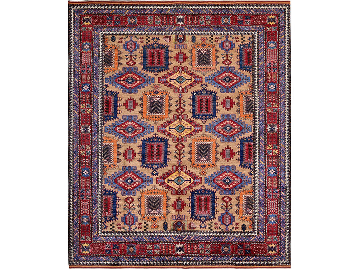 8'3" x 9'9" New Hand Knotted Beige Wool Rectangle Oriental Rug - MOA102557