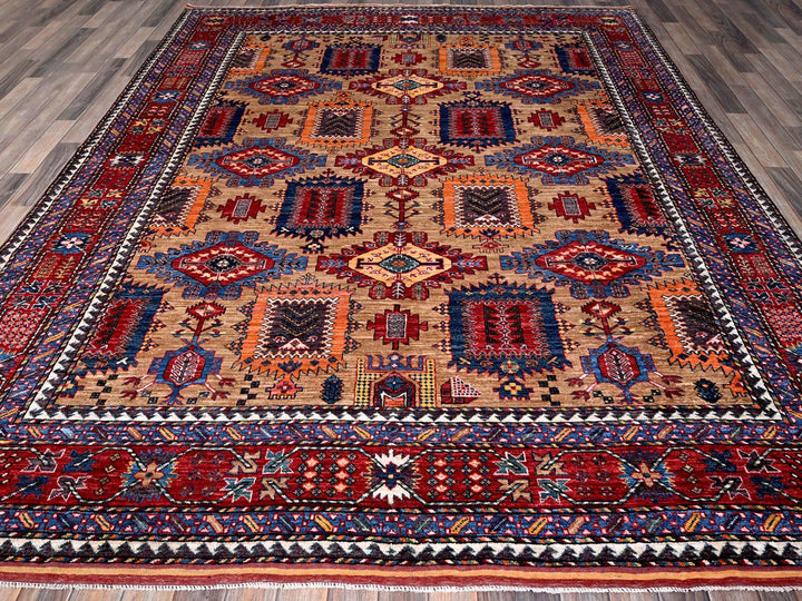 8'3" x 9'9" New Hand Knotted Beige Wool Rectangle Oriental Rug - MOA102557