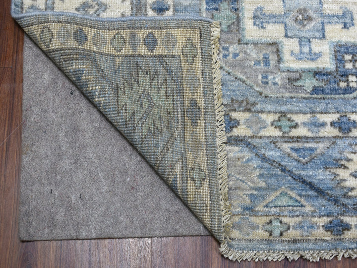 8'0" x 9'9" New Hand Knotted Blue Wool Rectangle Oriental Rug - MOA10255810
