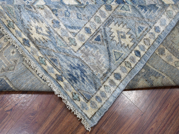 8'0" x 9'9" New Hand Knotted Blue Wool Rectangle Oriental Rug - MOA10255810