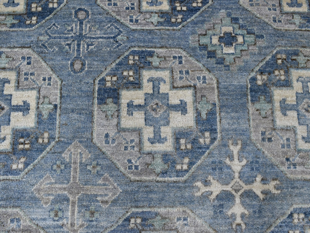 8'0" x 9'9" New Hand Knotted Blue Wool Rectangle Oriental Rug - MOA10255810