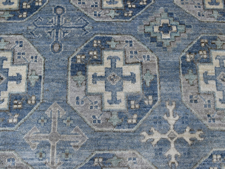 8'0" x 9'9" New Hand Knotted Blue Wool Rectangle Oriental Rug - MOA10255810