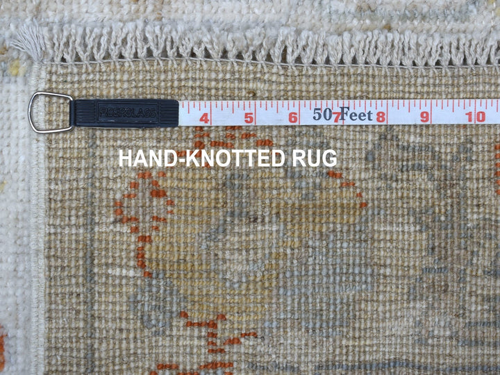 2'7" x 15'7" New Hand Knotted Ivory Wool Runner Oriental Rug - MOA10255811