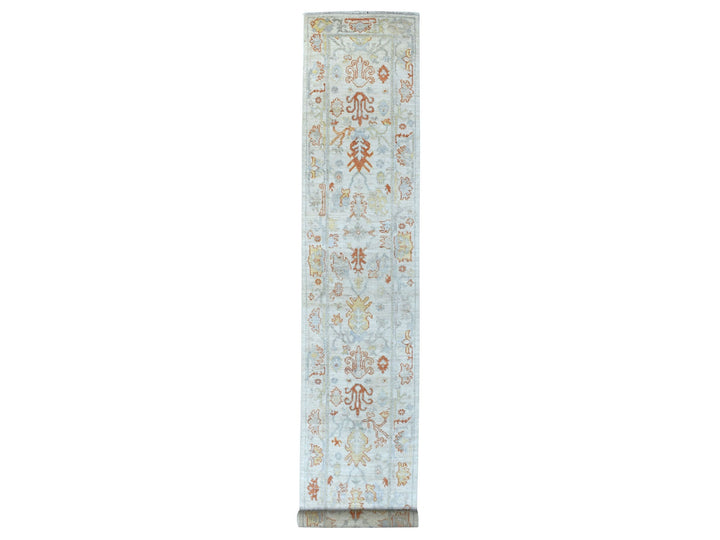 2'8" x 15'8" New Hand Knotted Ivory Wool Runner Oriental Rug - MOA10255886