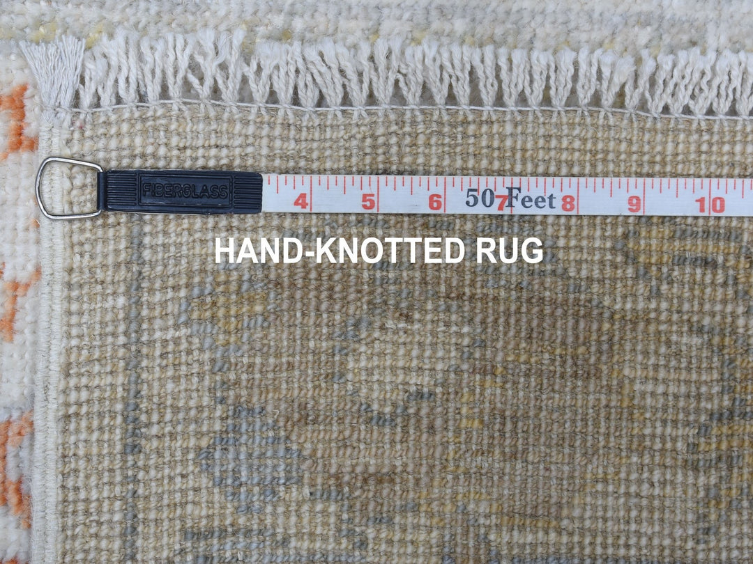 2'8" x 15'8" New Hand Knotted Ivory Wool Runner Oriental Rug - MOA10255886