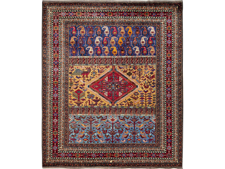 8'7" x 9'11" New Hand Knotted Yellow Wool Rectangle Oriental Rug - MOA102558
